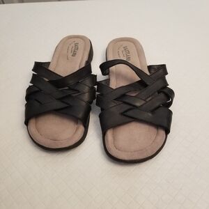 Eastland Hazel Sandals Womens Size 10W Black Leather Memory Foam